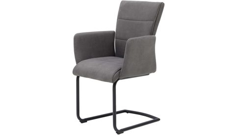 Schwingstuhl Interliving aus Kunstfaser in Dunkelgrau Interliving Esszimmer Serie 5122 – Armlehn-Schwingstuhl onyxfarbene Mikrofaser & mattschwarzes Metall
