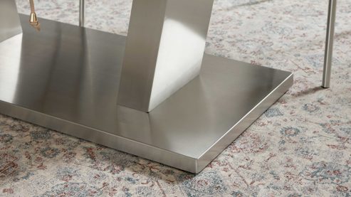 Tischgruppe Interliving aus Holz in Schwarz Interliving Esszimmer Serie 5122 – Essgruppe mit sechs Stühlen schwarzes Glas, fangofarbenes Kunstleder & Edelstahl