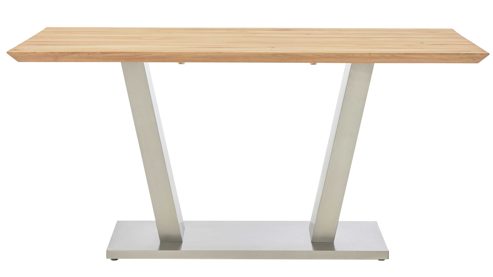 Tischgruppe Interliving aus Holz in Holzfarben Interliving Esszimmer Serie 5122 – Essgruppe mit sechs Stühlen Wildeiche, fangofarbenes Kunstleder & Edelstahl