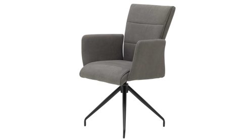 Vierfußstuhl Interliving aus Kunstfaser in Dunkelgrau Interliving Esszimmer Serie 5122 – Armlehnstuhl onyxschwarze Mikrofaser & mattschwarzes Metall