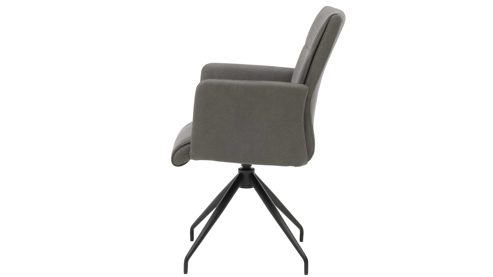 Vierfußstuhl Interliving aus Kunstfaser in Dunkelgrau Interliving Esszimmer Serie 5122 – Armlehnstuhl onyxfarbene Mikrofaser & mattschwarzes Metall