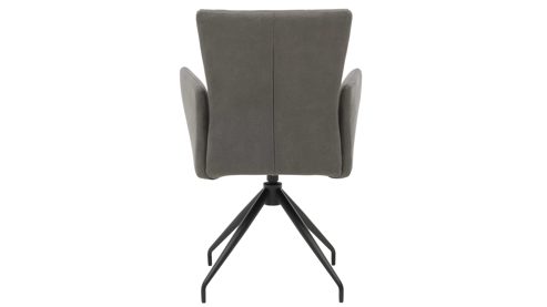 Vierfußstuhl Interliving aus Kunstfaser in Dunkelgrau Interliving Esszimmer Serie 5122 – Armlehnstuhl onyxfarbene Mikrofaser & mattschwarzes Metall