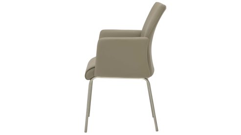 Vierfußstuhl Interliving aus Kunstfaser in Hellbraun Interliving Esszimmer Serie 5122 – Armlehnstuhl fangofarbenes Kunstleder LEA-TEX & gebürsteter Edelstahl