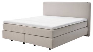 Boxspringbett Interliving aus Stoff in Beige Interliving Boxspringbett Serie 1420 naturfarbener Stoffbezug Cleo - Liegefläche ca. 180 x 200 cm