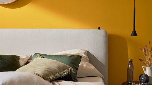 Boxspringbett Interliving aus Stoff in Beige Interliving Bettensystem Serie 1420 - Boxspringbett naturfarbener Stoffbezug Cleo - Liegefläche ca. 180 x 200 cm