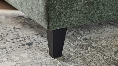 Boxspringbett Interliving aus Stoff in Grün Interliving Bettensystem Serie 1420 - Boxspringbett moosgrüne Chenille Toni & schwarze Holzfüße - Liegefläche ca. 180 x 200 cm