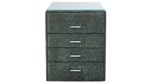 Nachtkommode Interliving aus Stoff in Grün Interliving Bettensystem Serie 1420 - Nachtkonsole moosgrüne Chenille Toni - vier Schubladen, Breite ca. 50 cm