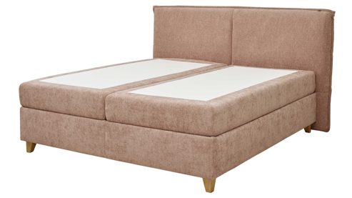 Boxspringbett Interliving aus Stoff in Rosa Interliving Bettensystem Serie 1420 - Boxspringbett sienafarbene Chenille Toni & Wildeichefüße - Liegefläche ca. 180 x 200 cm