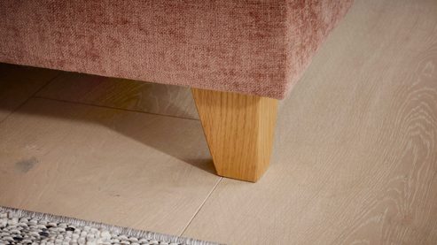 Boxspringbett Interliving aus Stoff in Rosa Interliving Bettensystem Serie 1420 - Boxspringbett sienafarbene Chenille Toni & Wildeichefüße - Liegefläche ca. 180 x 200 cm