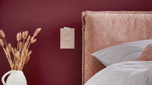 Boxspringbett Interliving aus Stoff in Rosa Interliving Bettensystem Serie 1420 - Boxspringbett sienafarbene Chenille Toni & Wildeichefüße - Liegefläche ca. 180 x 200 cm