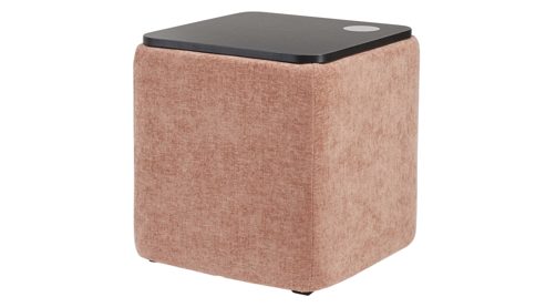 Nachttisch Interliving aus Stoff in Rosa Interliving Bettensystem Serie 1420 - Nachtkonsole mit Induktionsladefeld sienafarbene Chenille Toni & schwarzes Holz - ca. 48 x 50 cm