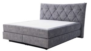 Boxspringbett Interliving aus Stoff in Grau Interliving Bettensystem Serie 1420 - Boxspringbett mit Bettkasten silberfarbener Strickvelours Auri - Liegefläche ca. 180 x 200 cm