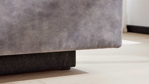 Boxspringbett Interliving aus Stoff in Grau Interliving Bettensystem Serie 1420 - Boxspringbett mit Bettkasten silberfarbener Strickvelours Auri - Liegefläche ca. 180 x 200 cm