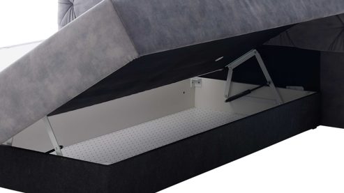 Boxspringbett Interliving aus Stoff in Grau Interliving Bettensystem Serie 1420 - Boxspringbett mit Bettkasten silberfarbener Strickvelours Auri - Liegefläche ca. 180 x 200 cm