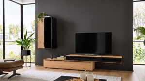 Wohnwand Interliving aus Holz in Holzfarben Interliving Wohnzimmer Serie 2033 - Wohnwand Asteiche - dreiteilig, Breite ca. 303 cm