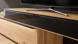 Wohnwand Interliving aus Holz in Holzfarben Interliving Wohnzimmer Serie 2033 - Wohnwand Asteiche - dreiteilig, Breite ca. 303 cm