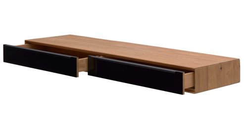 Lowboard Interliving aus Holz in Holzfarben Interliving Wohnzimmer Serie 2033 - Lowboard 126815 dunkelgraues Glas & Asteiche - zwei Schubladen, Länge ca. 182 cm