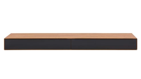 Lowboard Interliving aus Holz in Holzfarben Interliving Wohnzimmer Serie 2033 - Lowboard 126815 dunkelgraues Glas & Asteiche - zwei Schubladen, Länge ca. 182 cm