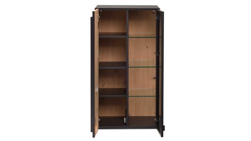 Hängeschrank Interliving aus Holz in Holzfarben Interliving Wohnzimmer Serie 2033 - Hängeschrank dunkelgraues Glas & Asteiche - zwei Türen, Breite ca. 92 cm