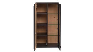 Hängeschrank Interliving aus Holz in Holzfarben Interliving Wohnzimmer Serie 2033 - Hängeschrank dunkelgraues Glas & Asteiche - zwei Türen, Breite ca. 92 cm