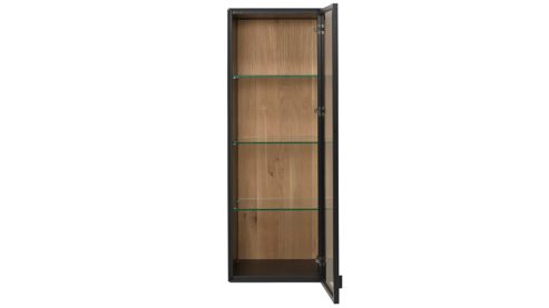 Vitrine Interliving aus Holz in Schwarz Interliving Wohnzimmer Serie 2033 - Hängevitrine 126813 dunkelgraues Glas & schwarze Asteiche - eine Tür, Breite ca. 42 cm