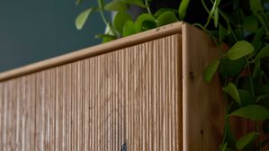 Wohnwand Interliving aus Holz in Holzfarben Interliving Wohnzimmer Serie 2033 - Wohnwand Asteiche - dreiteilig, Breite ca. 296 cm