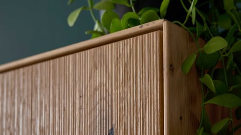 Wohnwand Interliving aus Holz in Holzfarben Interliving Wohnzimmer Serie 2033 - Wohnwand Asteiche - dreiteilig, Breite ca. 296 cm