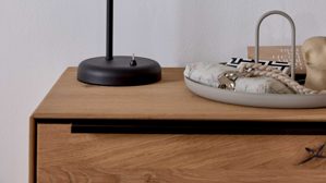 Highboard Interliving aus Holz in Holzfarben Interliving Wohnzimmer Serie 2033 - Highboard 126136 Asteiche & Parsolglas - drei Türen, Breite ca. 182 cm