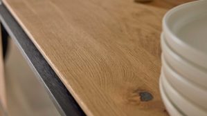 Highboard Interliving aus Holz in Holzfarben Interliving Wohnzimmer Serie 2033 - Highboard Asteiche & Parsolglas - drei Türen, Breite ca. 182 cm