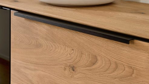 Highboard Interliving aus Holz in Holzfarben Interliving Wohnzimmer Serie 2033 - Highboard Asteiche & Parsolglas - drei Türen, Breite ca. 182 cm