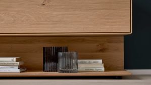 Lowboard Interliving aus Holz in Holzfarben Interliving Wohnzimmer Serie 2033 - Lowboard Asteiche - eine Klapptür, Länge ca. 182 cm