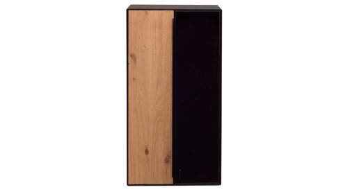 Hängeschrank Interliving aus Holz in Holzfarben Interliving Wohnzimmer Serie 2033 - Hängeschrank dunkelgraues Glas & Asteiche - zwei Türen, Breite ca. 92 cm
