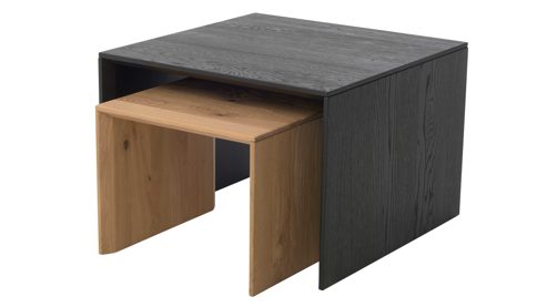 Couchtisch-Set Interliving aus Holz in Schwarz Interliving Wohnzimmer Serie 2033 - Couchtisch-Set schwarze & biancofarbene Asteiche - zweiteilig