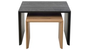 Couchtisch-Set Interliving aus Holz in Schwarz Interliving Wohnzimmer Serie 2033 - Couchtisch-Set schwarze & biancofarbene Asteiche - zweiteilig