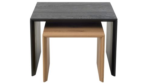 Couchtisch-Set Interliving aus Holz in Schwarz Interliving Wohnzimmer Serie 2033 - Couchtisch-Set schwarze & biancofarbene Asteiche - zweiteilig