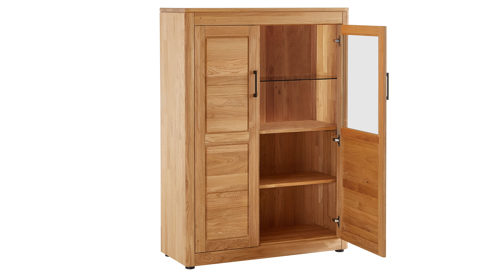 Highboard PARTNERRING COLLECTION aus Holz in Holzfarben PARTNERRING COLLECTION Programm Vigo - Highboard Eiche geölt - eine Holztür, eine Glastür, ca. 105 x 145 cm