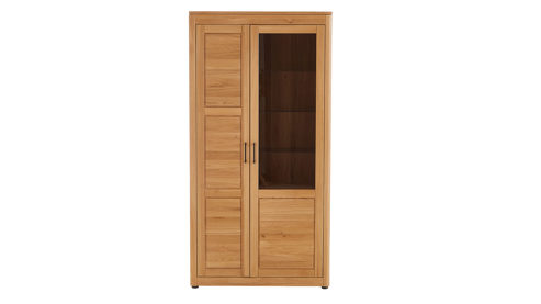 Vitrine PARTNERRING COLLECTION aus Holz in Holzfarben PARTNERRING COLLECTION Programm Vigo - Vitrine Eiche geölt - eine Holztür, eine Glastür, ca. 105 x 204 cm