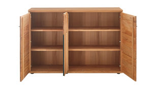 Sideboard Decker aus Holz in Holzfarben Hell Sideboard naturfarbene Kernbuche & Schiefer – drei Türen, ca. 152 x 104 cm