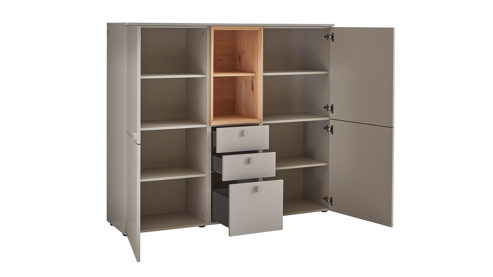 Highboard Venjakob aus Kunststoff in Grau VENJAKOB Andiamo 3.0 Highboard Steingrau & Wildeiche - ca. 160 x 140 cm