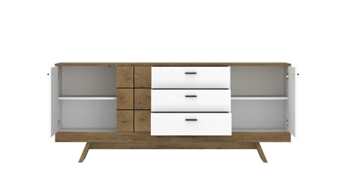 Sideboard Wojcik aus Holz in Holzfarben Weiß Wohnprogramm Oreta - Sideboard Coast Evoke Eiche & Alpinweiß - Breite ca. 184 cm