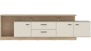 Lowboard Wojcik aus Holz in Beige Lowboard Meolo Cashmere & Cremona Eiche Torro - Breite ca. 236 cm