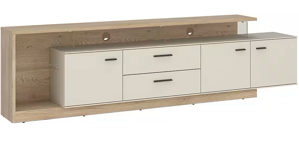 Lowboard Wojcik aus Holz in Beige Lowboard Meolo Cashmere & Cremona Eiche Torro - Breite ca. 236 cm