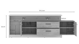 Lowboard Wojcik aus Holz in Holzfarben Lowboard Lagoon Cremona Eiche Torro & Cashmere - Breite ca. 192 cm
