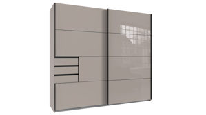 Kleiderschrank Wimex modern furniture aus Holz in Grau Kleiderschrankprogramm Saigon Saharagrau & saharagraue Glasoberfläche - Breite ca. 225 cm