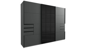 Kleiderschrank Wimex modern furniture aus Holz in Schwarz Kleiderschrankprogramm Saigon Graphit & schwarze Glasoberfläche - Breite ca. 270 cm