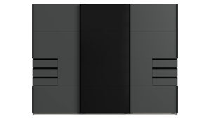 Kleiderschrank Wimex modern furniture aus Holz in Schwarz Kleiderschrankprogramm Saigon Graphit & schwarze Glasoberfläche - Breite ca. 270 cm
