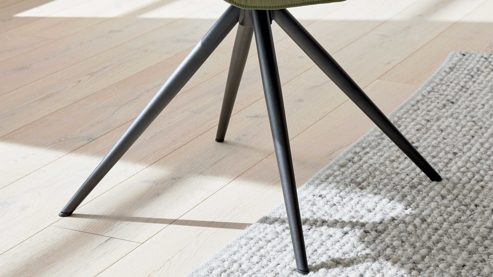 Polsterstuhl Interliving aus Leder in Grün Interliving Esszimmer Serie 5115 - Armlehnstuhl Aiko Four A32 jadefarbenes Leder LD7830 & umbragraues Metall