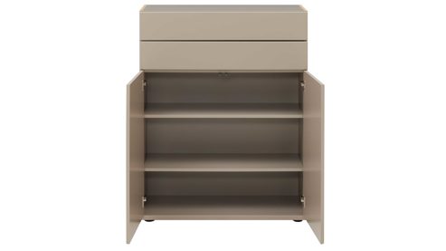 Highboard Interliving aus Holz in Grau Interliving Wohnzimmer Serie 2031 - Highboard BK18071 Grau & Risseiche - vier Türen, zwei Schubladen, Breite ca. 180 cm