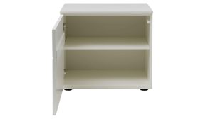 Lowboard Interliving aus Holz in Weiß Interliving Wohnzimmer Serie 2031 - Lowboard als Medienmöbel Tonweiß & graues Glas - zwei Türen, eine Schublade, Breite ca. 180 cm