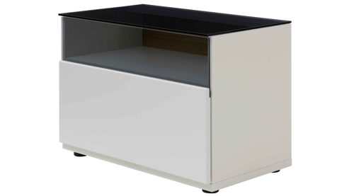 Wohnwand Interliving aus Holz in Weiß Interliving Wohnzimmer Serie 2031 - Wohnwand EB33001 Tonweiß & graues Glas - Länge ca. 330 cm